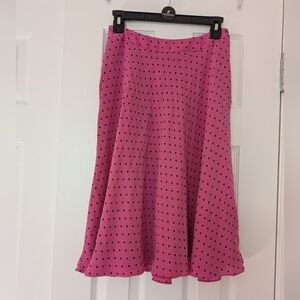 Y2K 100% Silk Jones NY Magenta Polka Dot Skirt Sz 6P